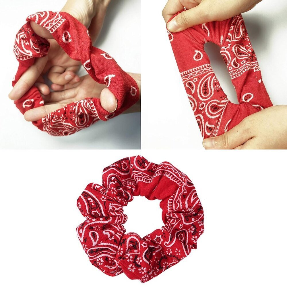 Soft & Strong Bandana Print Hair Ties - 5PCS Cotton Scrunchies for All Occasions - Picture 4 of 9